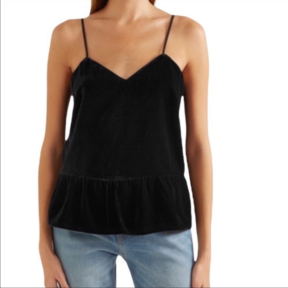 J. CREW Black Velvet Peplum Tank